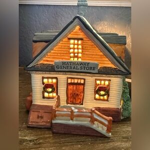 Vintage Lemax Hathaway General Store Holiday Light-Up porcelain house